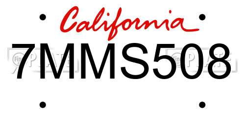 7MMS508 California License Plate