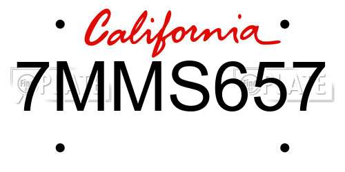 7MMS657 California License Plate