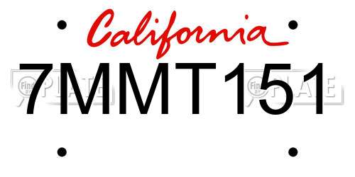 7MMT151 California License Plate