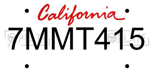 7MMT415 California License Plate