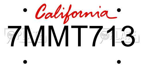 7MMT713 California License Plate