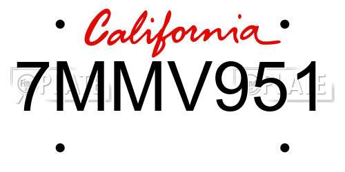 7MMV951 California License Plate