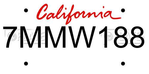 7MMW188 California License Plate