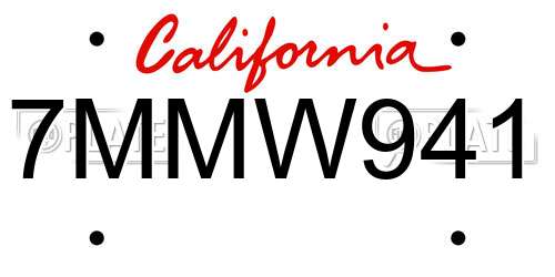 7MMW941 California License Plate