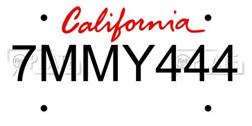 7MMY444 California License Plate