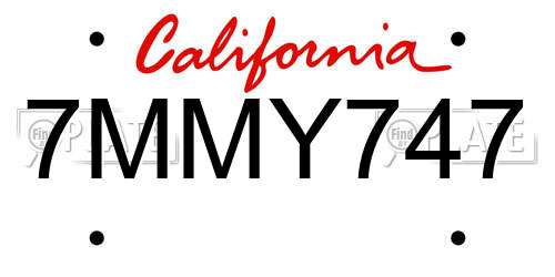 7MMY747 California License Plate