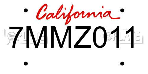 7MMZ011 California License Plate