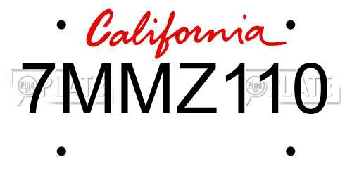 7MMZ110 California License Plate