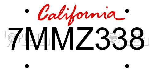7MMZ338 California License Plate