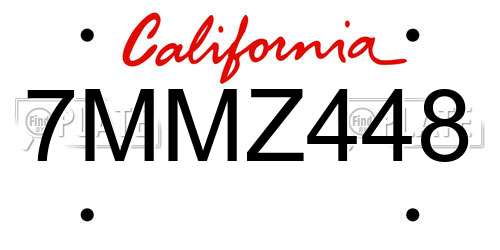 7MMZ448 California License Plate