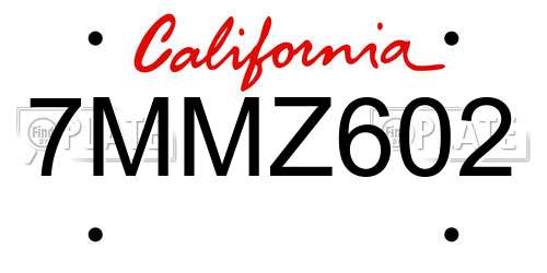 7MMZ602 California License Plate