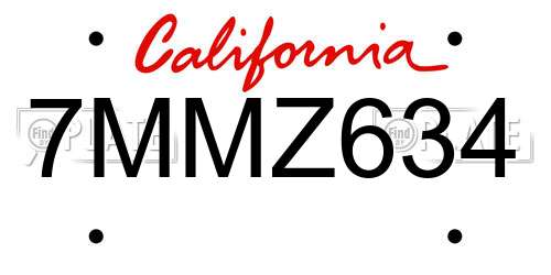 7MMZ634 California License Plate