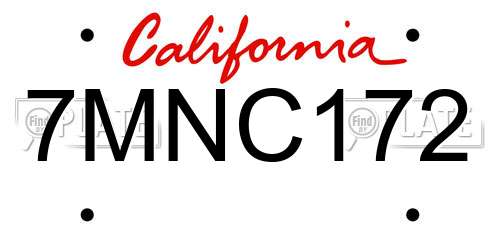 7MNC172 California License Plate