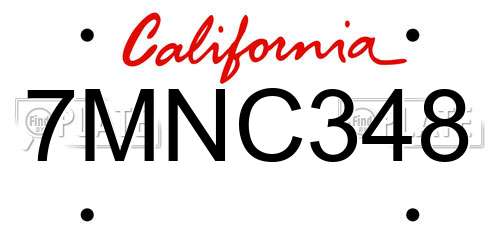 7MNC348 California License Plate