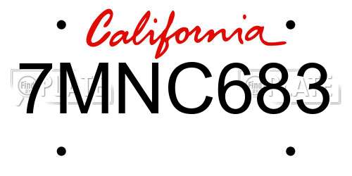 7MNC683 California License Plate