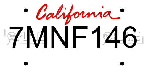 7MNF146 California License Plate