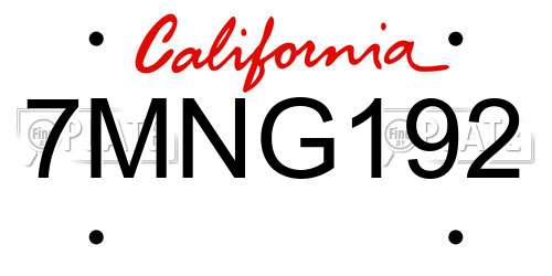 7MNG192 California License Plate