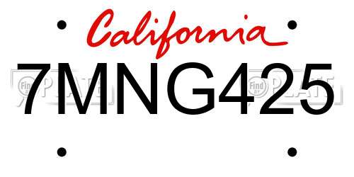7MNG425 California License Plate