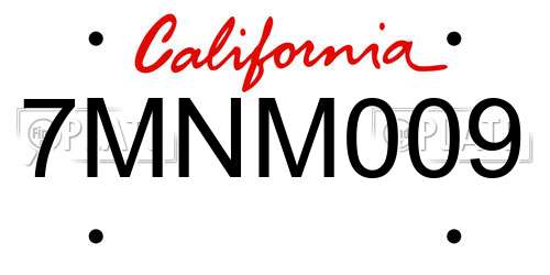 7MNM009 California License Plate