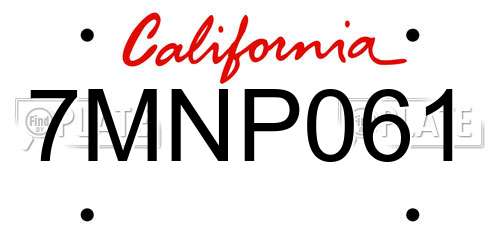 7MNP061 California License Plate