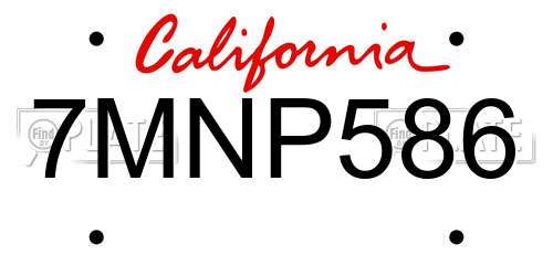 7MNP586 California License Plate
