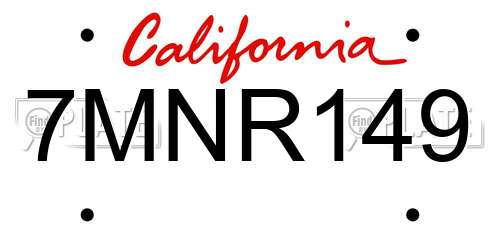7MNR149 California License Plate