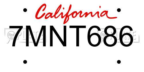 7MNT686 California License Plate