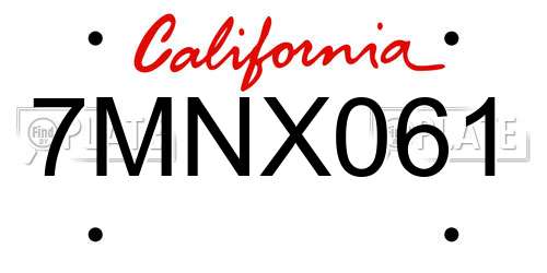 7MNX061 California License Plate