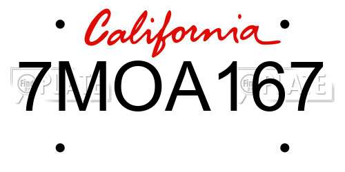 7MOA167 California License Plate