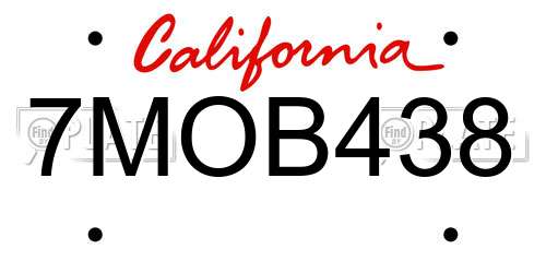 7MOB438 California License Plate