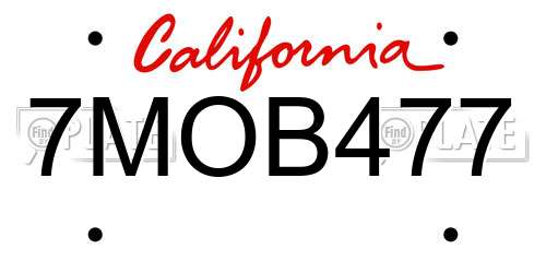 7MOB477 California License Plate