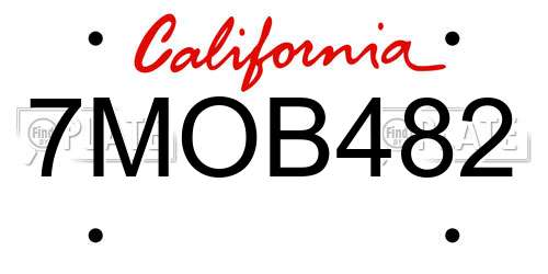 7MOB482 California License Plate