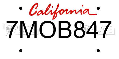7MOB847 California License Plate