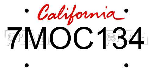 7MOC134 California License Plate