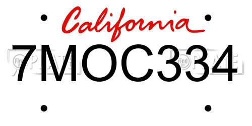 7MOC334 California License Plate