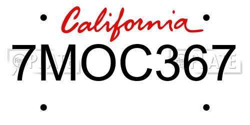 7MOC367 California License Plate