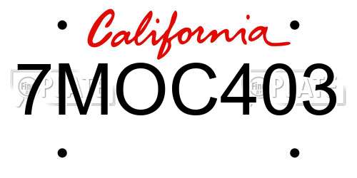 7MOC403 California License Plate