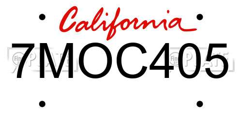 7MOC405 California License Plate