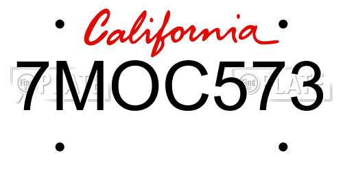 7MOC573 California License Plate