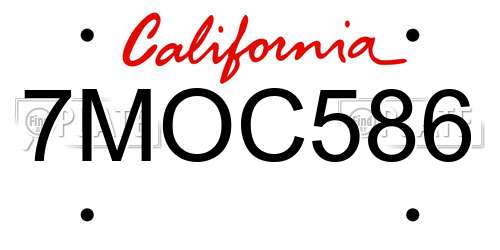 7MOC586 California License Plate