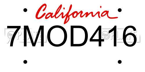 7MOD416 California License Plate