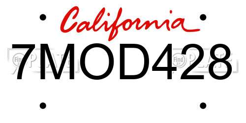7MOD428 California License Plate
