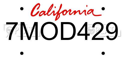 7MOD429 California License Plate