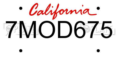 7MOD675 California License Plate