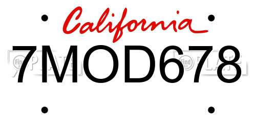 7MOD678 California License Plate