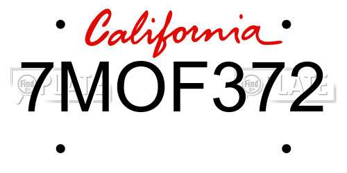 7MOF372 California License Plate