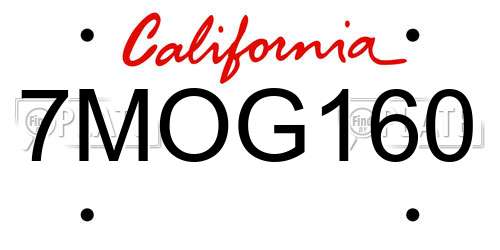 7MOG160 California License Plate