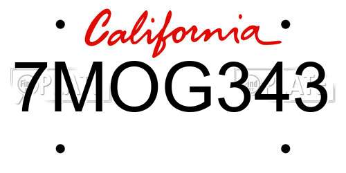 7MOG343 California License Plate
