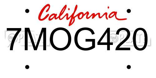 7MOG420 California License Plate