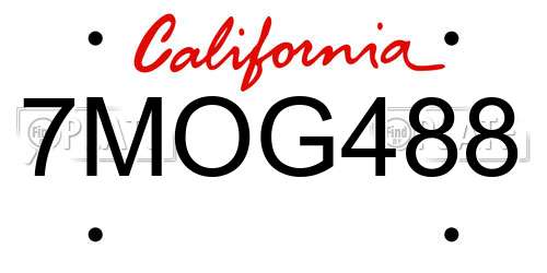 7MOG488 California License Plate